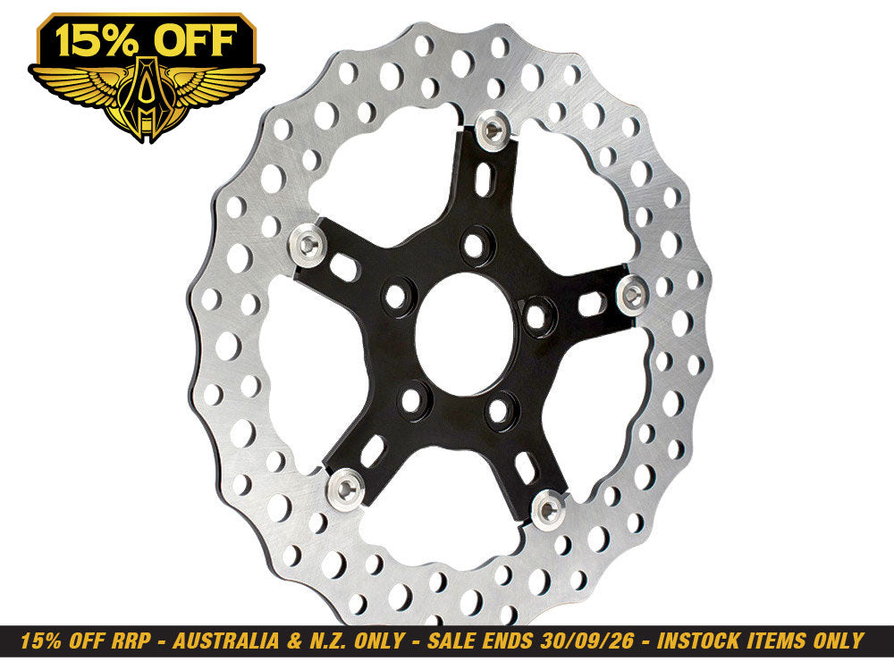 11.8in. Front Jagged Disc Rotor. Fits Dyna 2006-2017, Softail 2015up, Sportster 2014-2021 & Some Touring 2008up.