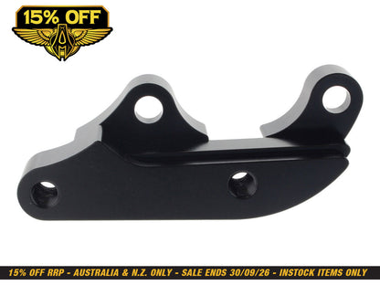 Replacement Big Brake Caliper Mount. Fits Softail 2015-2017 & Dyna 2006-2017 with OEM 11.8in. Disc.