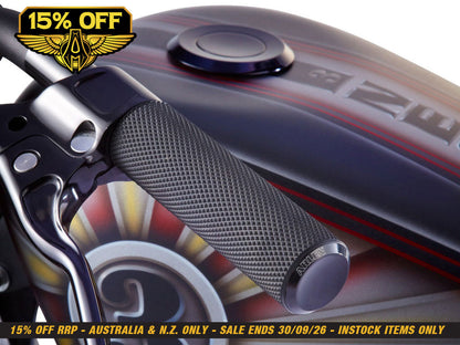 Knurled Fusion Handgrips - Black. Fits H-D with Throttle Cable.