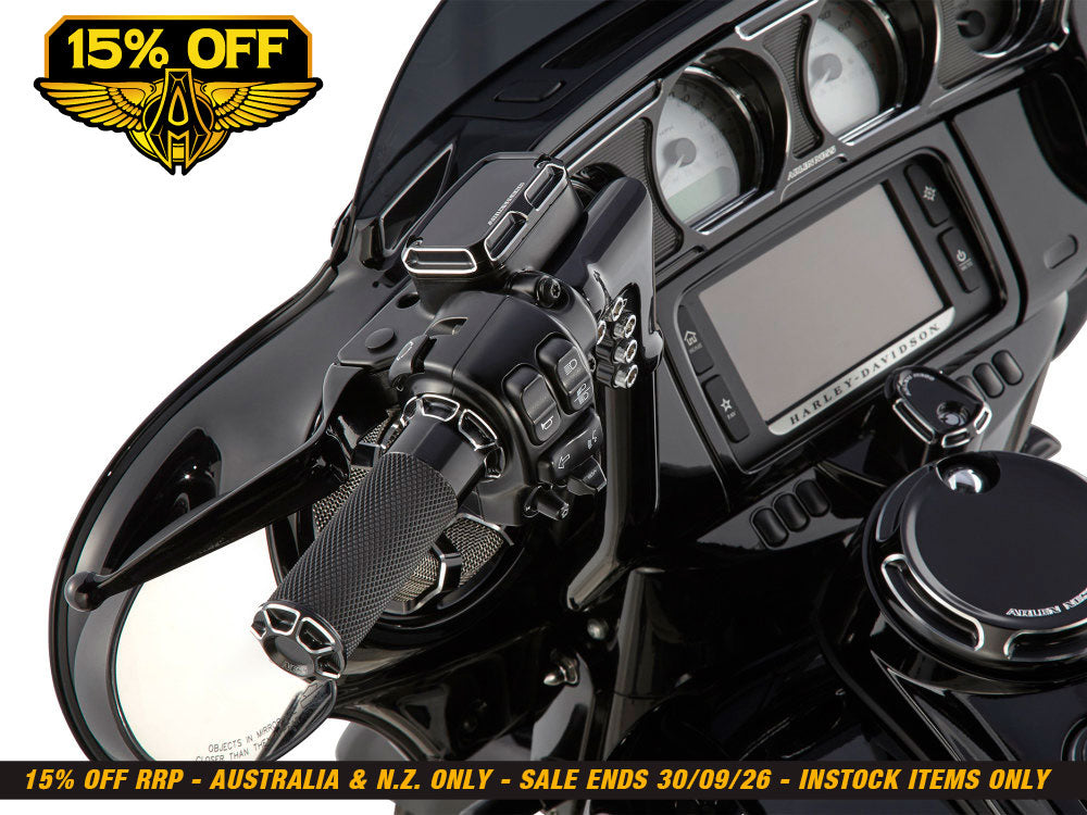 Fusion Beveled Handgrips - Black. Fits H-D with Throttle Cable.