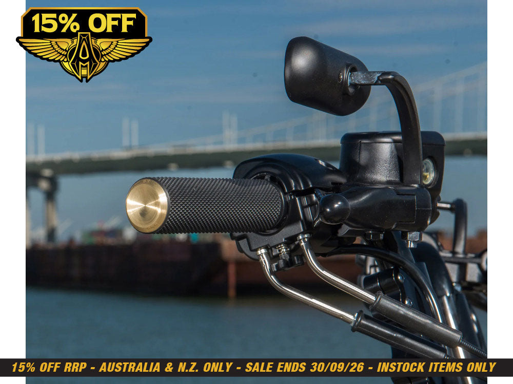 Knurled Fusion Handgrips - Brass. Fits H-D with Throttle Cable.