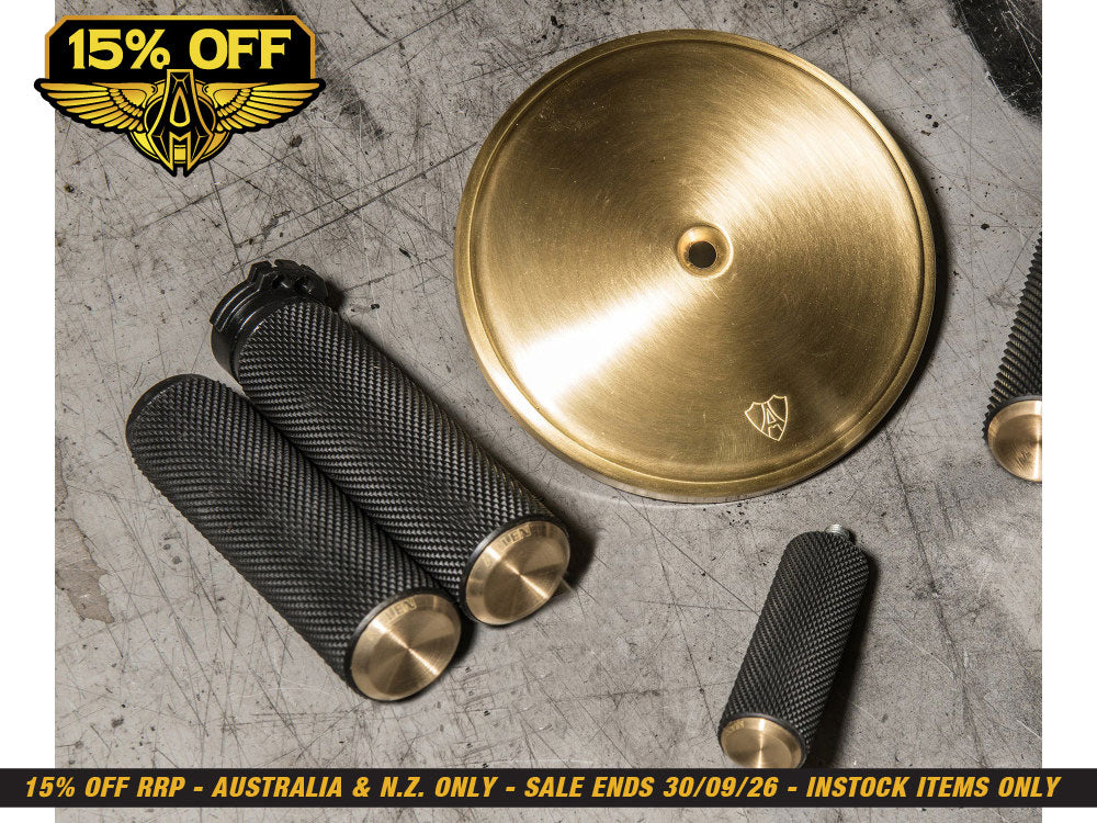 Knurled Fusion Handgrips - Brass. Fits H-D with Throttle Cable.