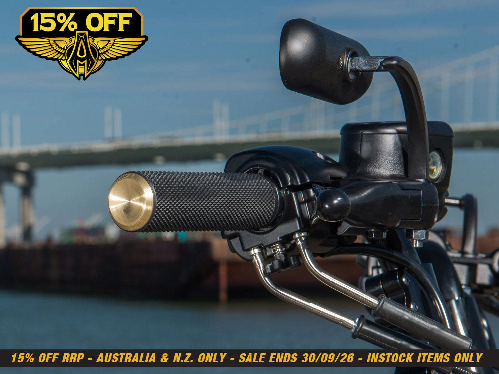 Knurled Fusion Handgrips - Brass. Fits Big Twin 2008-2024 with Throttle-by-Wire