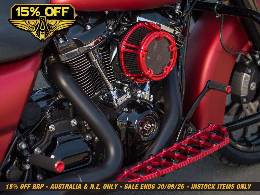 Knurled Fusion Footpegs - Red. Fits H-D.