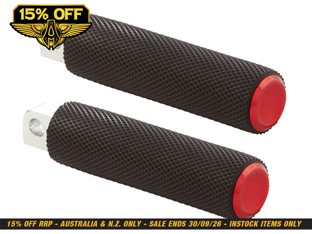 Knurled Fusion Footpegs - Red. Fits H-D.
