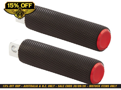 Knurled Fusion Footpegs - Red. Fits H-D.
