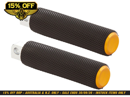 Knurled Fusion Footpegs - Gold. Fits H-D.