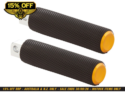 Knurled Fusion Footpegs - Gold. Fits H-D.