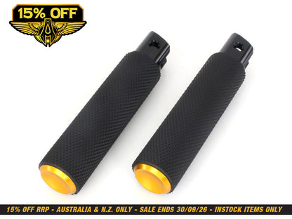 Knurled Fusion Footpegs - Gold. Fits Softail 2018up Front Rider