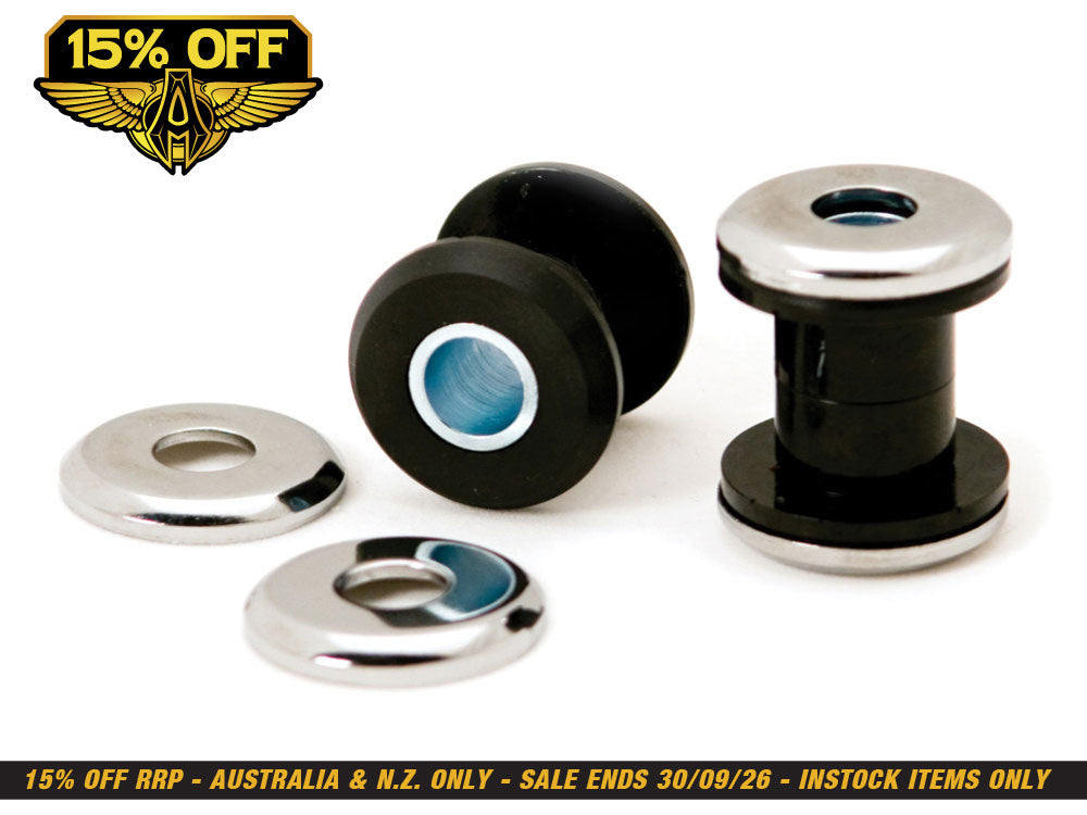 Heavy Duty Polyurethane Handlebar Damper Kit - Chrome. Fits Softail 2018up.
