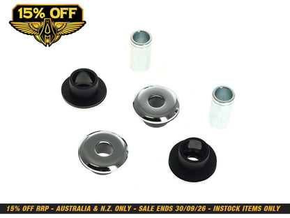 Heavy Duty Polyurethane Handlebar Damper Kit - Chrome. Fits Touring 1984up.
