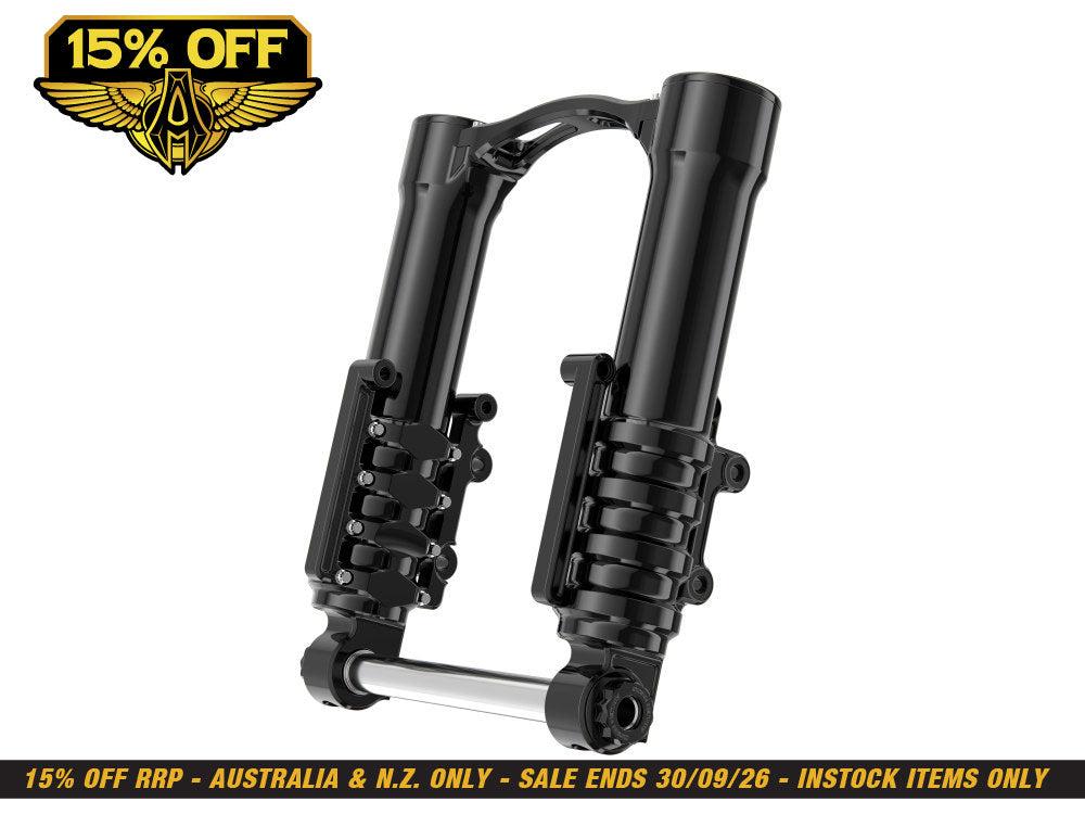 Method No Flex Fork Legs - Black. Fits Touring 2014up with Dual Disc Rotors.