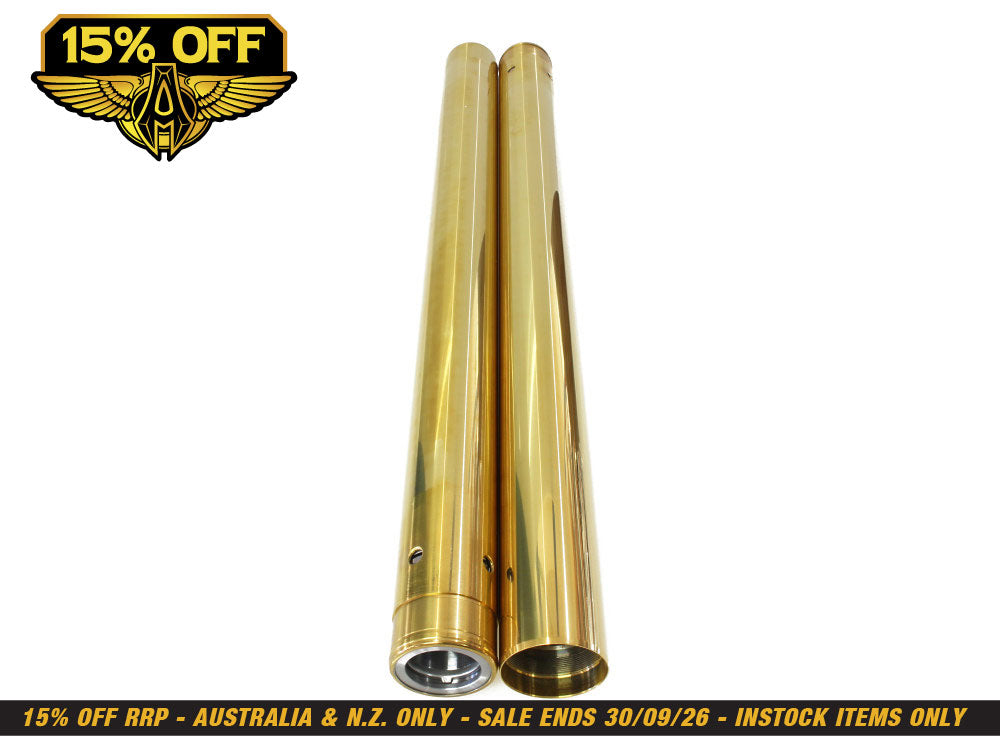 Fork Tubes - Gold. Stock Length. Fits Softail 2018up.
