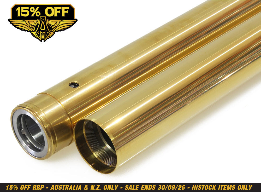 Fork Tubes - Gold. Stock Length. Fits Softail 2018up.