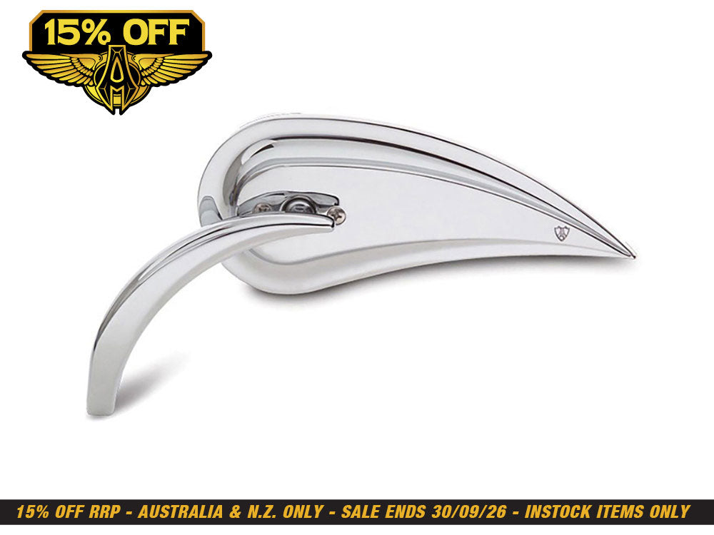 Rad III Teardrop Mirror with Die-Cast Stem - Chrome. Fits Right.