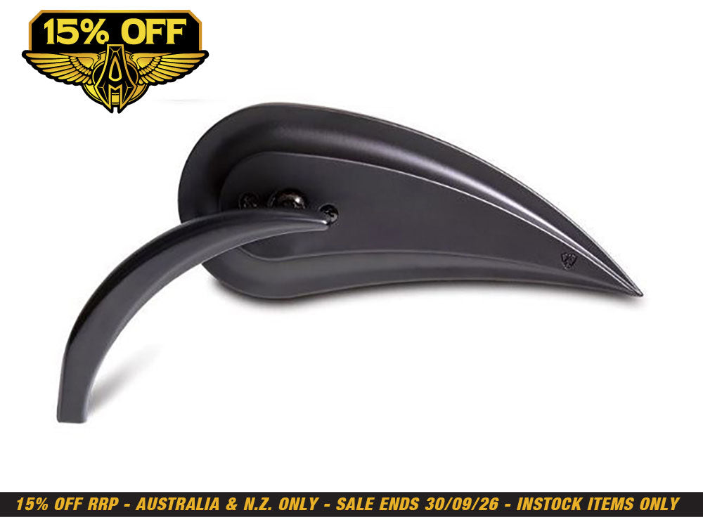 Rad III Teardrop Mirror with Die-Cast Stem - Black. Fits Left.
