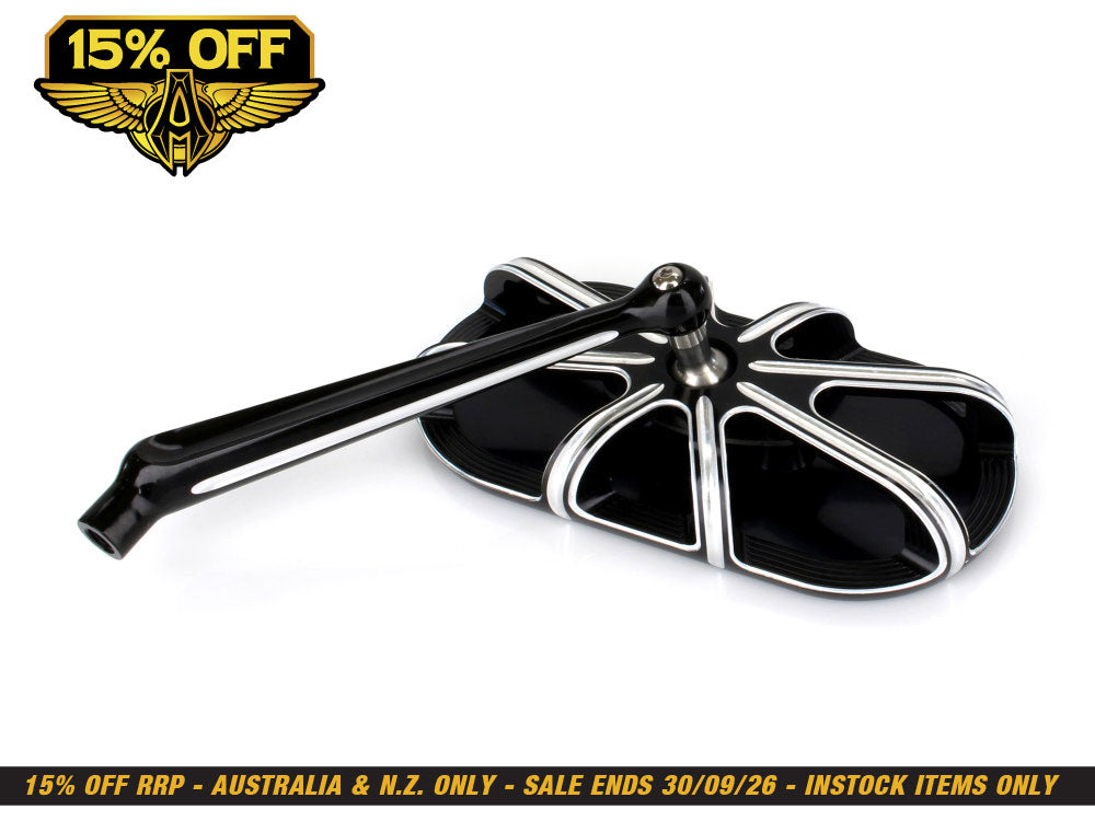 10-Gauge Caged Series Mirror - Black. Fits Left.