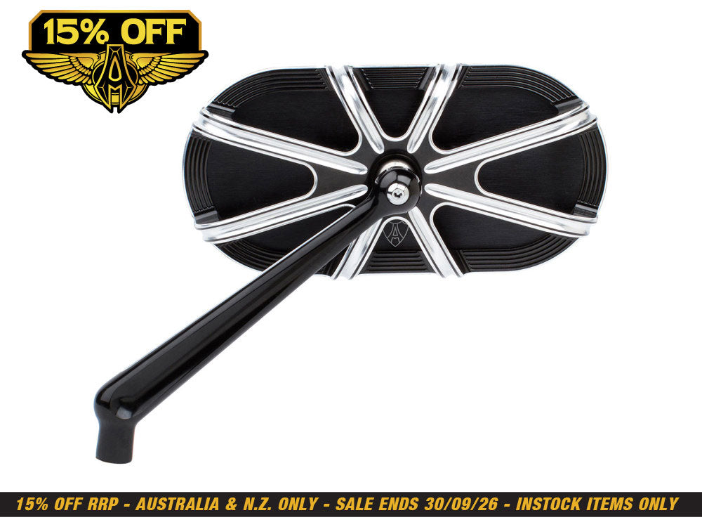 10-Gauge Caged Series Mirror - Black. Fits Left.