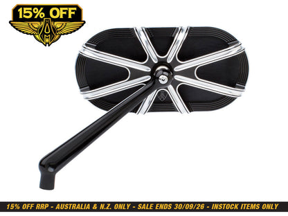 10-Gauge Caged Series Mirror - Black. Fits Left.
