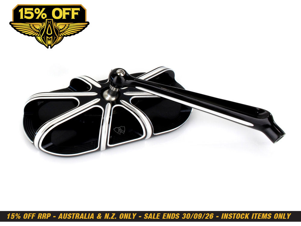 10-Gauge Caged Series Mirror - Black. Fits Right.