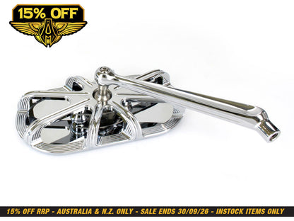 10-Gauge Caged Series Mirror - Chrome. Fits Right.