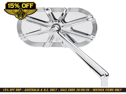 10-Gauge Caged Series Mirror - Chrome. Fits Right.