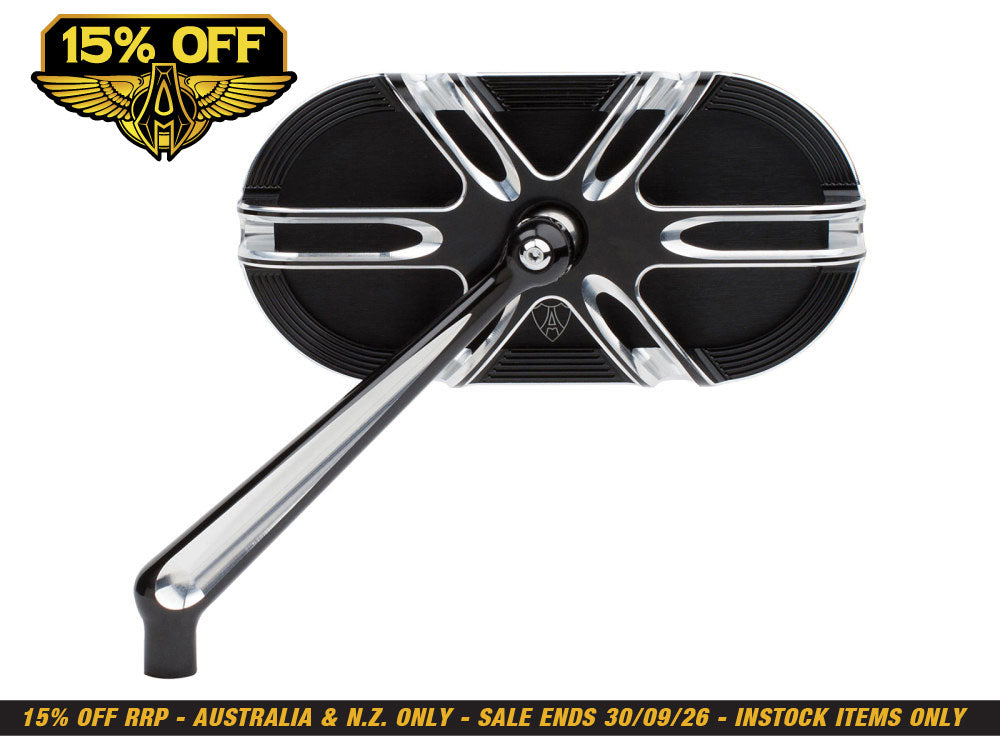 Deep Cut Caged Series Mirror - Black. Fits Left.