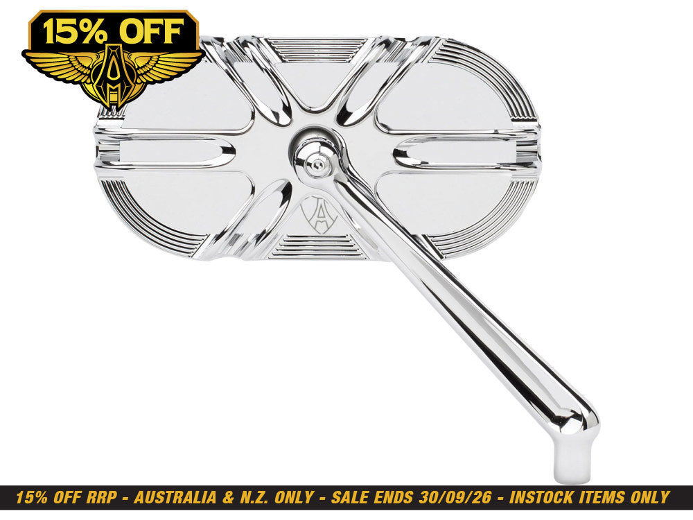 Deep Cut Caged Series Mirror - Chrome. Fits Right.