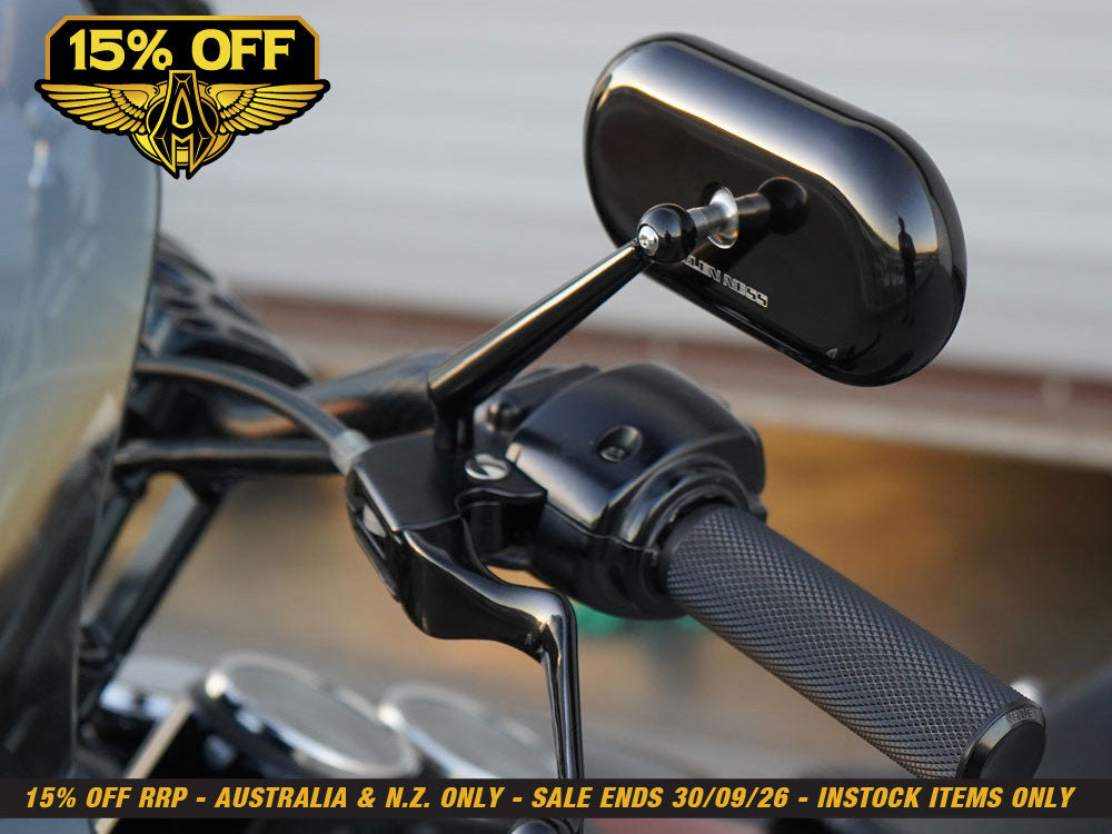 Forged Oval Mirror - Black. Fits Left.