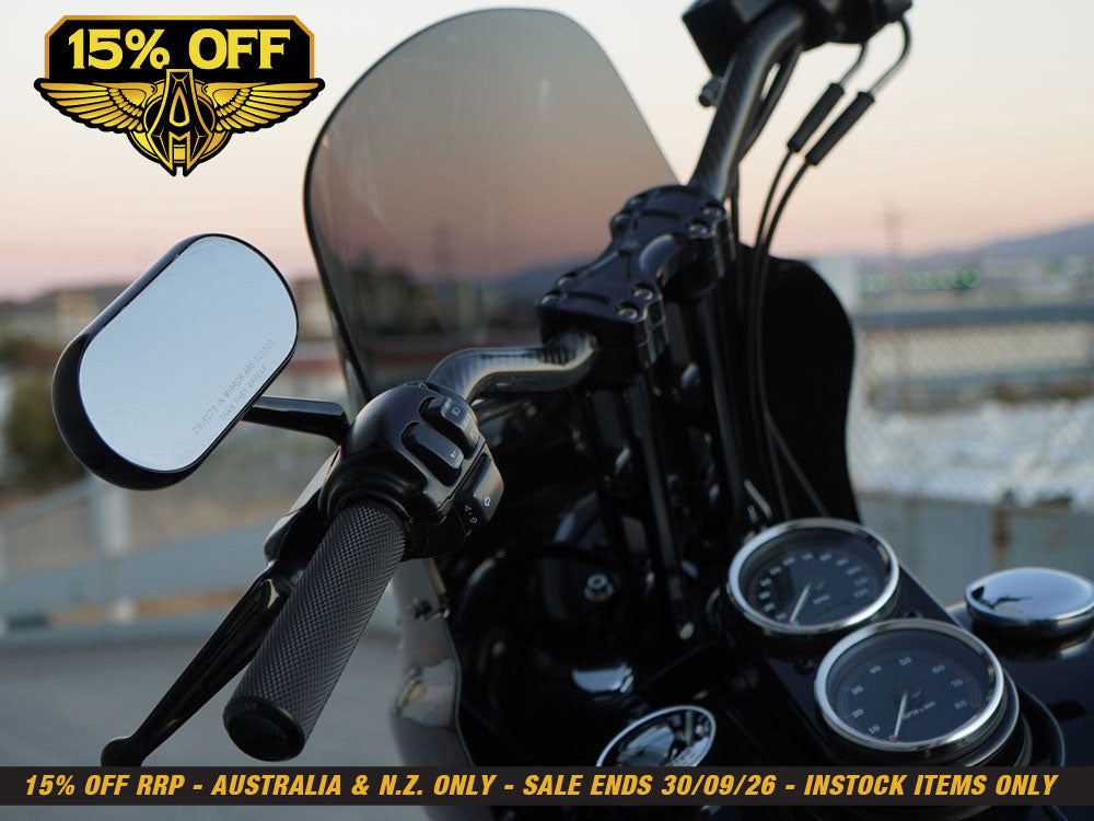 Forged Oval Mirror - Black. Fits Left.