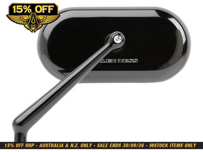 Forged Oval Mirror - Black. Fits Left.