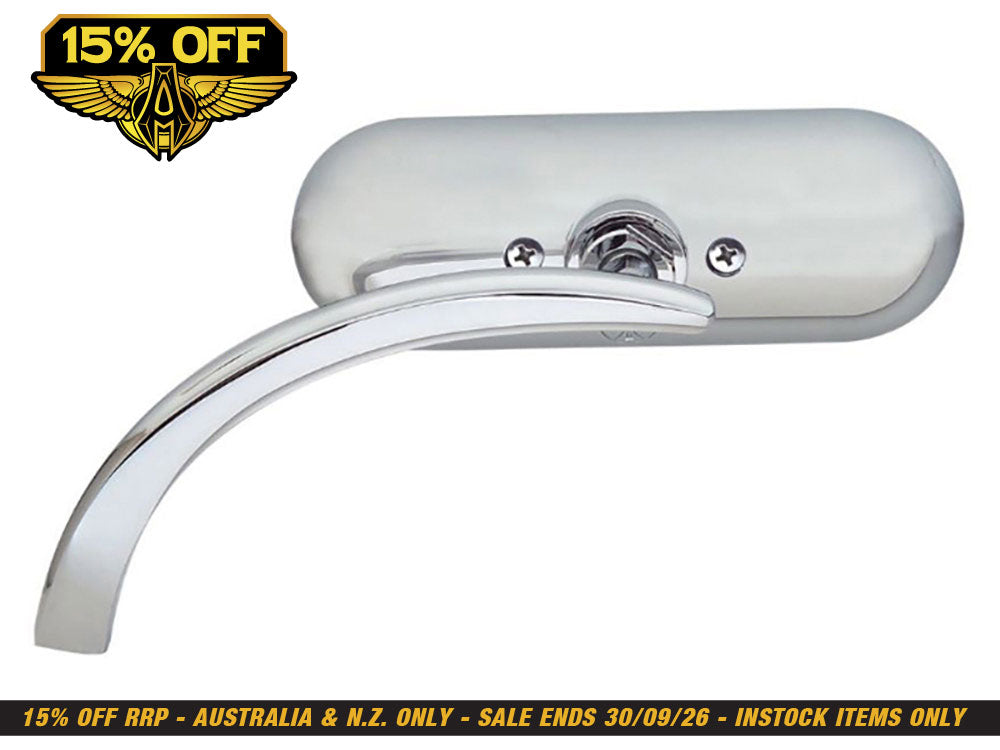 Mini Oval Mirror - Chrome. Fits Left.