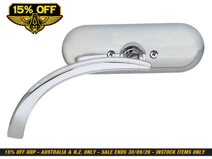 Mini Oval Mirror - Chrome. Fits Left.