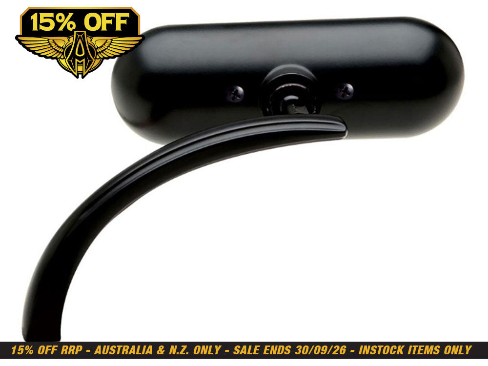 Mini Oval Mirror - Black. Fits Left.