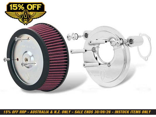Stage 1 Big Sucker Air Cleaner Kit - Natural. Fits Sportster 1988-2021 with EFI or CV Carburettor. Requires Round Air Cleaner Cover.