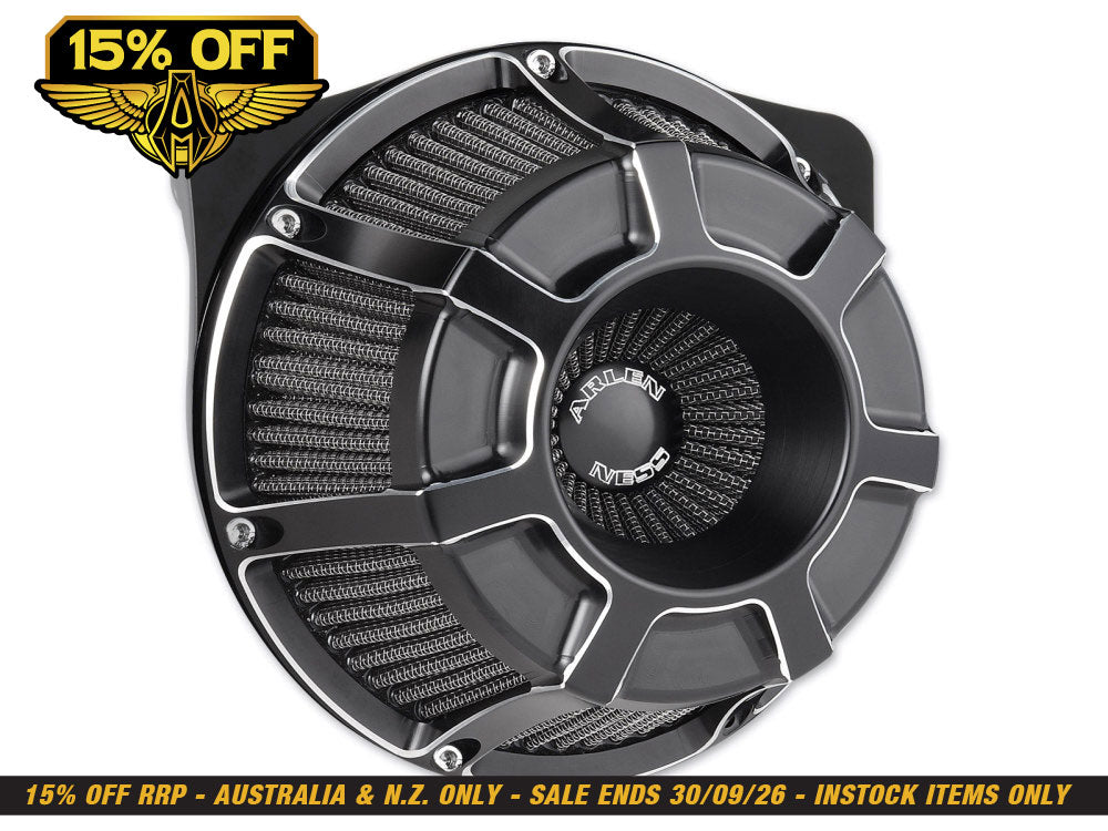 Beveled Air Cleaner Kit - Black. Fits Softail 2000-2015, Dyna 1999-2017, Touring 1999-2007 with CV Carb or Cable Operated Delphi EFI