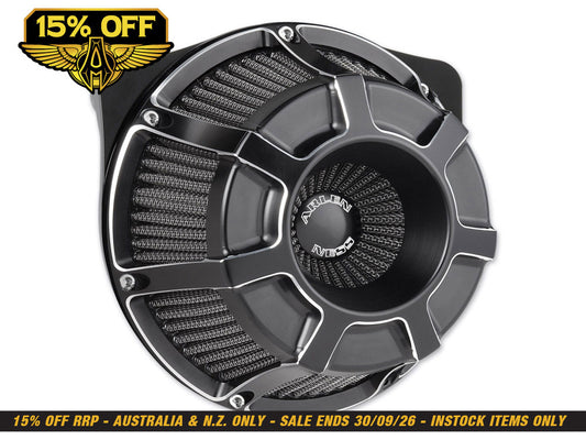 Beveled Air Cleaner Kit - Black. Fits Softail 2000-2015, Dyna 1999-2017, Touring 1999-2007 with CV Carb or Cable Operated Delphi EFI