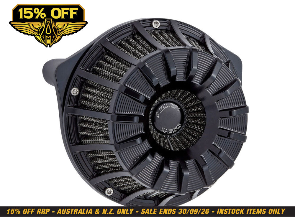 15-Spoke Air Cleaner Kit - Black. Fits Touring 2017-2024 & Softail 2018-2024