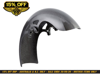 Carbon Wrapper Front Fender. Fits CVO Touring 2023up, Street Glide & Road Glide 2024up & Touring 2025up with 19in. Front Wheel