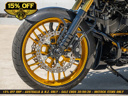 Carbon Wrapper Front Fender. Fits CVO Touring 2023up, Street Glide & Road Glide 2024up & Touring 2025up with 19in. Front Wheel