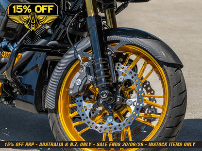 Carbon Wrapper Front Fender. Fits CVO Touring 2023up, Street Glide & Road Glide 2024up & Touring 2025up with 19in. Front Wheel