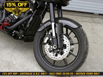 Qualifier Carbon Front Fender - Gloss Finish. Fits Softail Low Rider S 2020up & Low Rider ST 2022up with 19in. or 21in. front Wheel