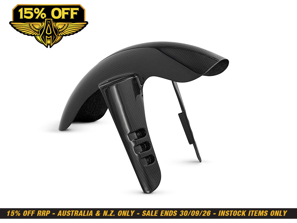 Qualifier Carbon Front Fender - Gloss Finish. Fits Softail Low Rider S 2020up & Low Rider ST 2022up with 19in. or 21in. front Wheel