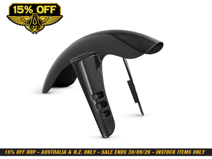 Qualifier Carbon Front Fender - Gloss Finish. Fits Softail Low Rider S 2020up & Low Rider ST 2022up with 19in. or 21in. front Wheel