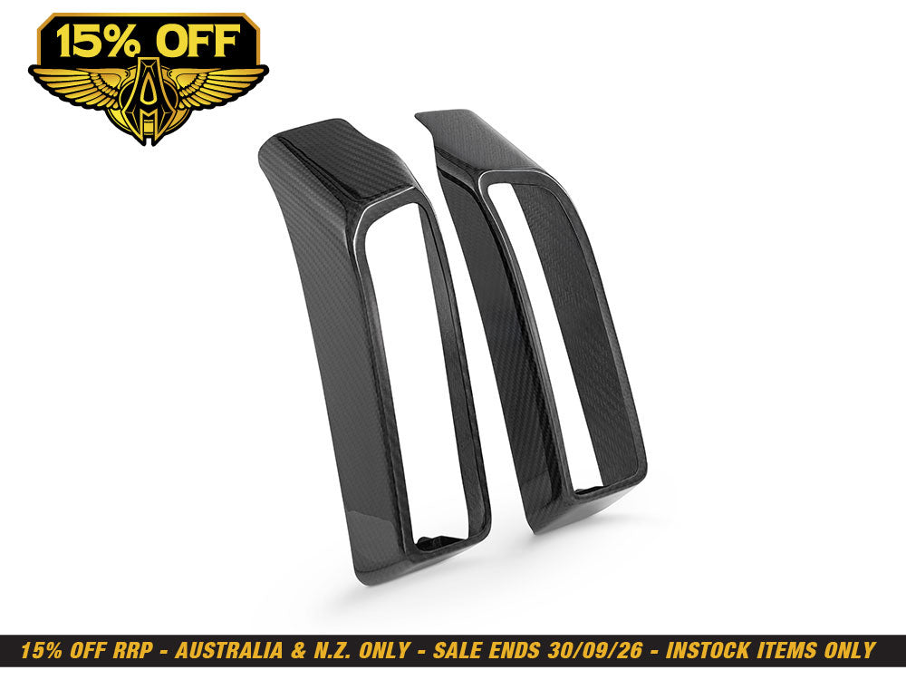 Carbon Rear Light Pods - Gloss Finish. Fits CVO Touring 2023up, Street Glide & Road Glide 2024up, Touring 2025up