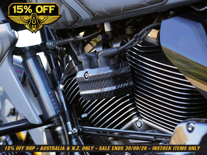 Carbon Coil Cover - Gloss Finish. Fits Softail 2018up & CVO Touring 2023up, Street Glide & Road Glide 2024up, Touring 2025up