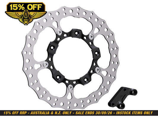 14in. Right Hand Front Jagged Big Brake Disc Rotor - Black. Fits Most Touring 2008-2024