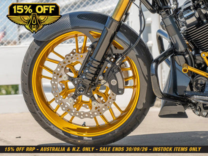 12.6in. Front Jagged Disc Rotor - Stainless Steel. Fits Touring 2024up with OEM Wheel and Spoke Mounted 320mm Rotors.