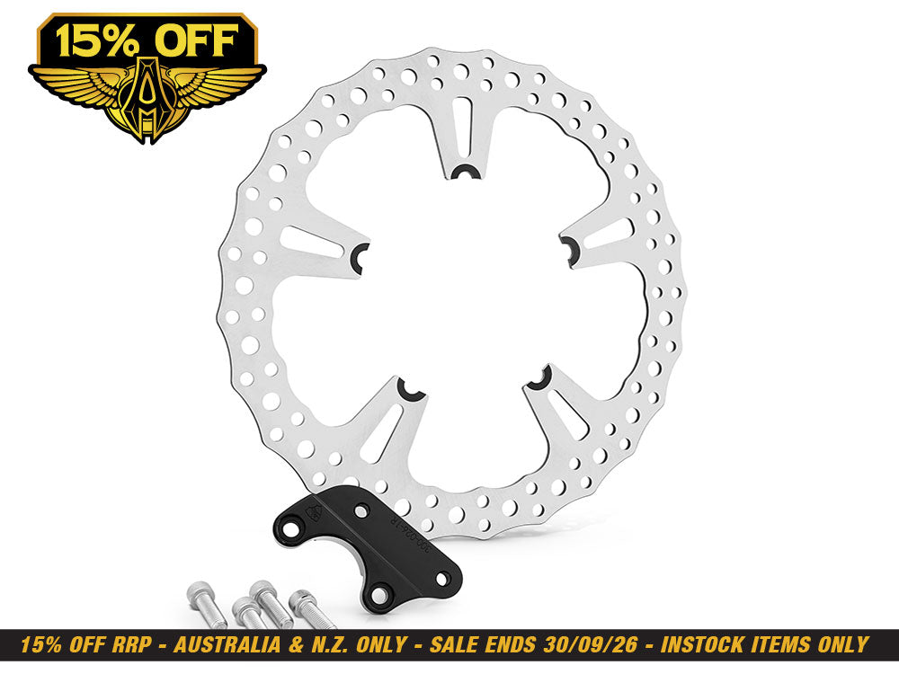 15in. Left & Right Hand Front Jagged Big Brake Disc Rotors. Fits V-Rod 2006-2017 with OEM Cast Wheel