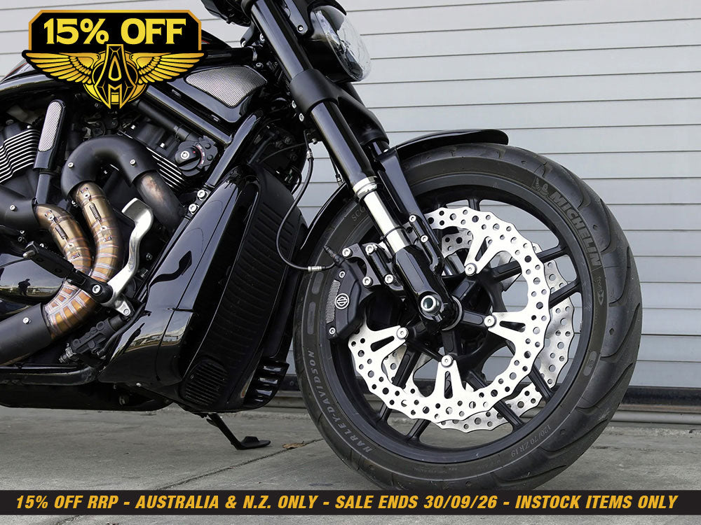15in. Left & Right Hand Front Jagged Big Brake Disc Rotors. Fits V-Rod 2006-2017 with OEM Cast Wheel